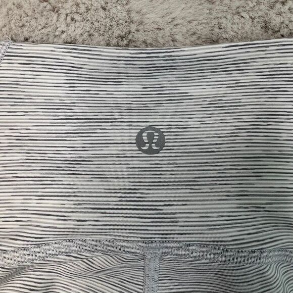 Lululemon Womens 4 Train Times Pants Crop Leggings Grey White Heathered Mesh - Picture 11 of 14